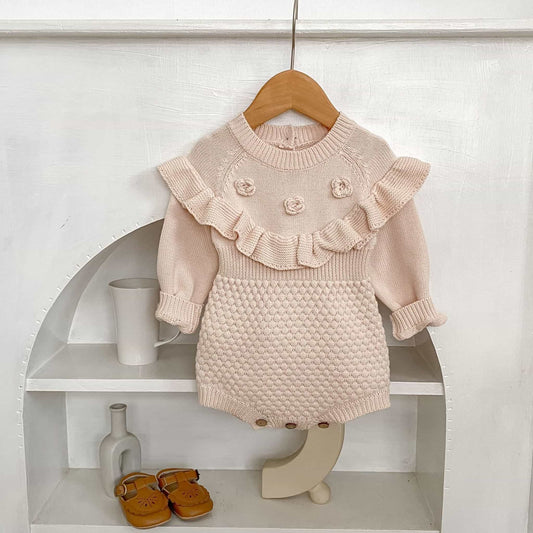Dani Ruffle Knit Romper - Blush (3m-24m)