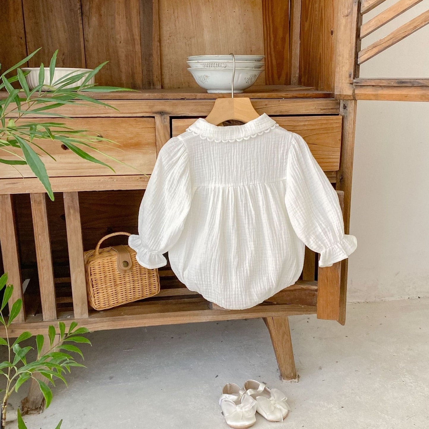 Dara Ivory Cotton Romper (3m-24m)