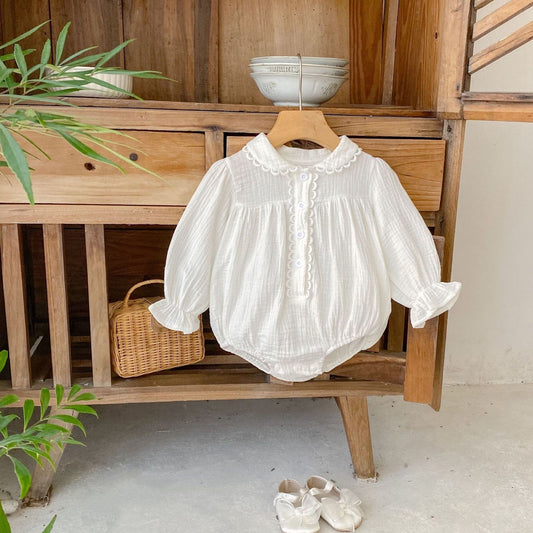 Dara Ivory Cotton Romper (3m-24m)