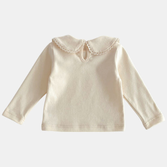Demi Lace Cotton Top, Cream (3m-3yrs)