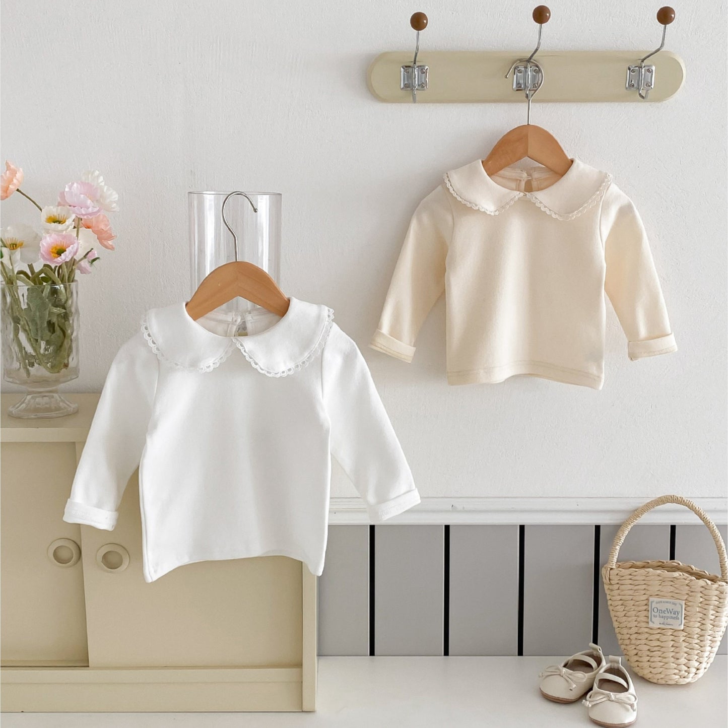 Demi Lace Cotton Top, Cream (3m-3yrs)