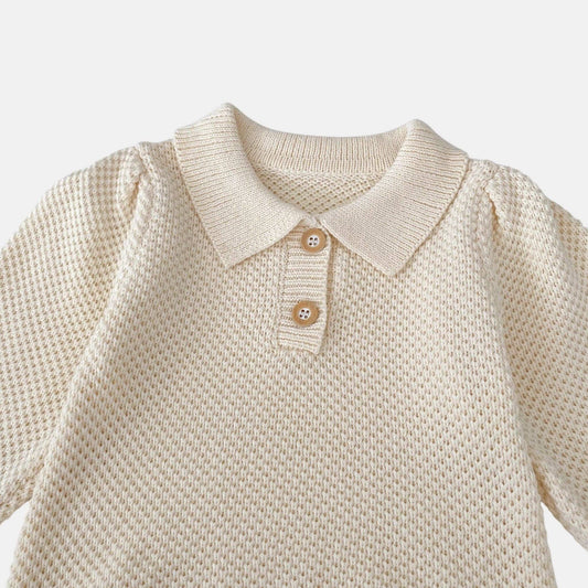 Drew Polo Knit Romper - Almond (3m-24m)
