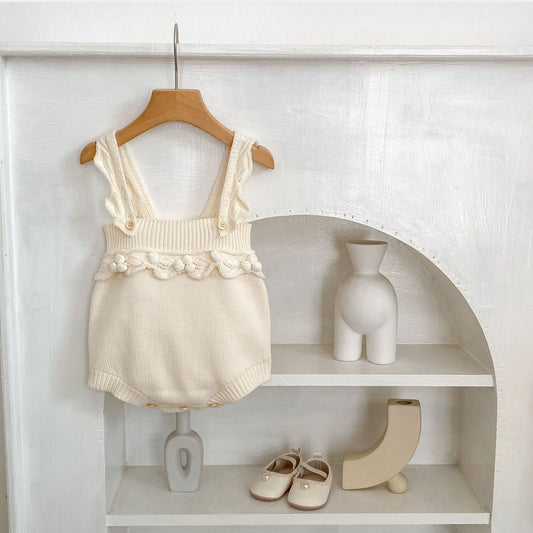 Ellie Ruffle Knit Romper - Cream (3m-3yrs)