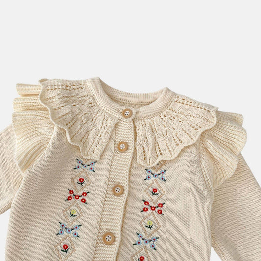 Elva Ruffle Cotton Knit Cardigan (3m-3yrs)