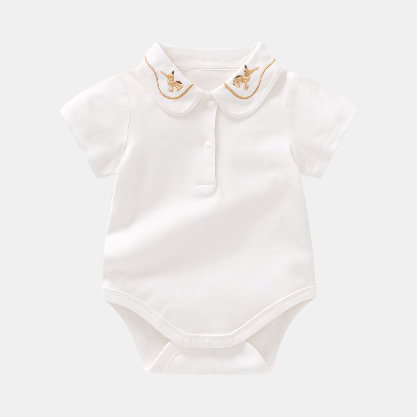 Embroidered Trojan Horse Cotton Baby Bodysuit - Bambisserie