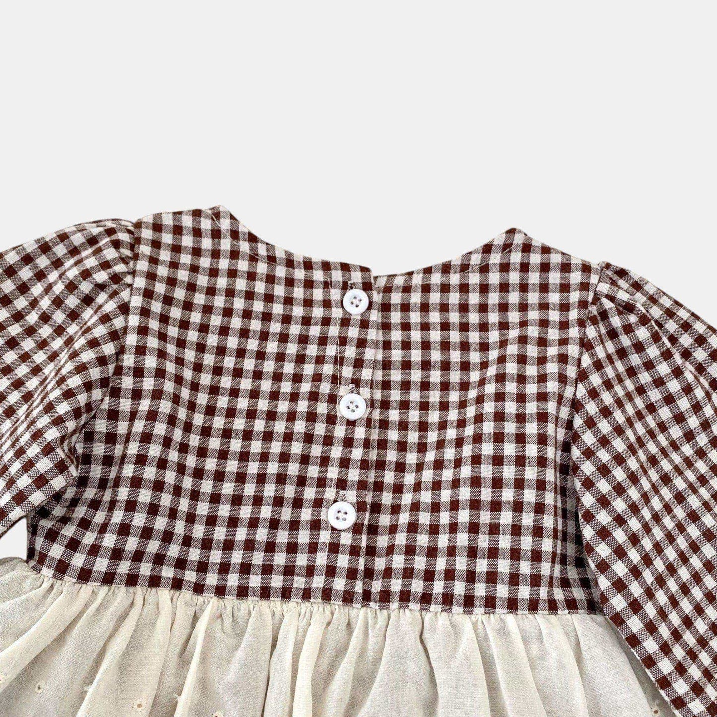 Erin Gingham Lace Romper - Brown (3m-24m)