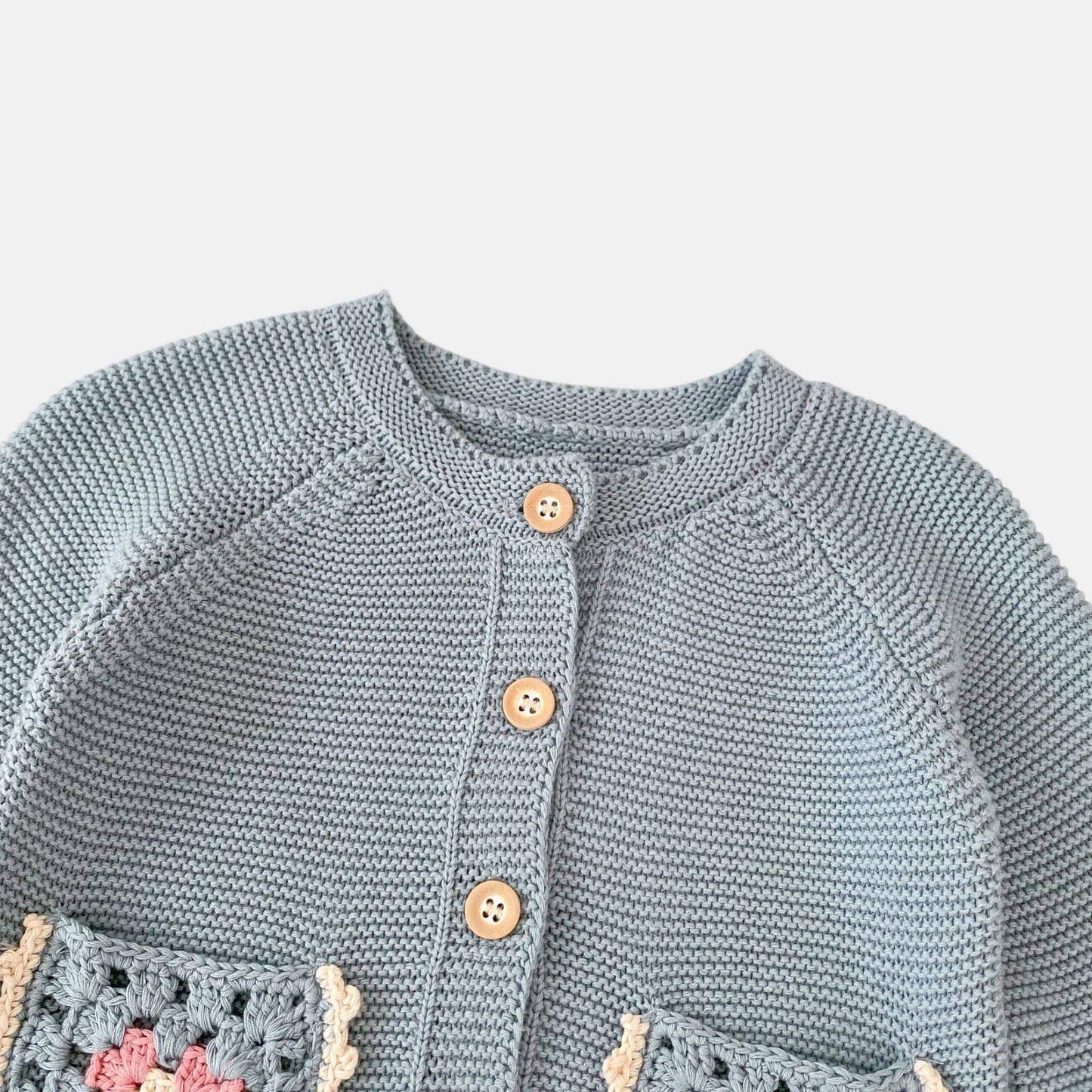 Evie Crochet Knit Cardigan - Blue (3m-3yrs)