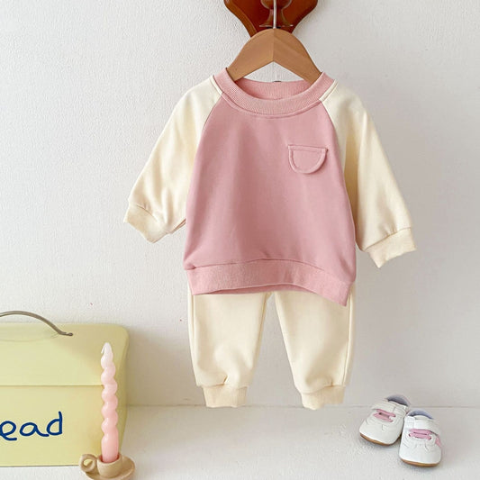 Faux Pocket Cotton Lounge Set, Pink (3m-4yrs)