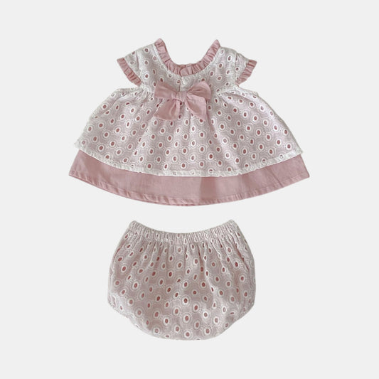 Faye Pink Bow Cotton Set (3m-3yrs)