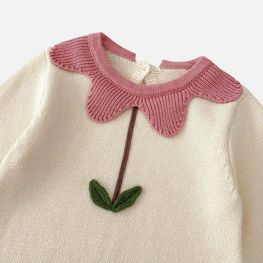 Fifi Petal Cotton Knit Romper (3m-24m)