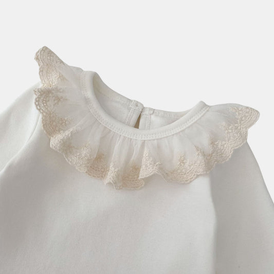 Fiora Lace Cotton Top, Ivory (3m-3yrs)