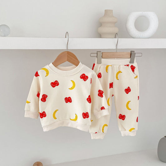 Fruity Mix Cotton Lounge Set, Cream (6m-4yrs)