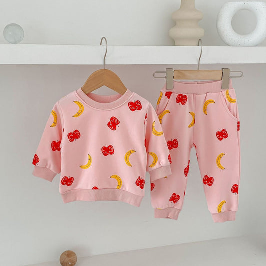 Fruity Mix Cotton Lounge Set, Pink (6m-4yrs)