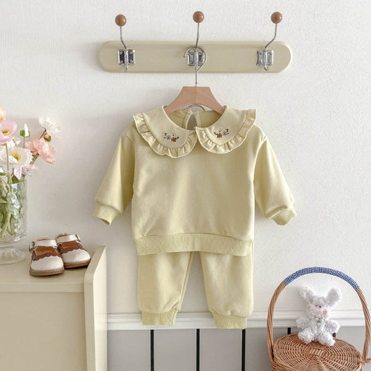 Hana Ruffle Cotton Lounge Set, Light Green (6m-4yrs)