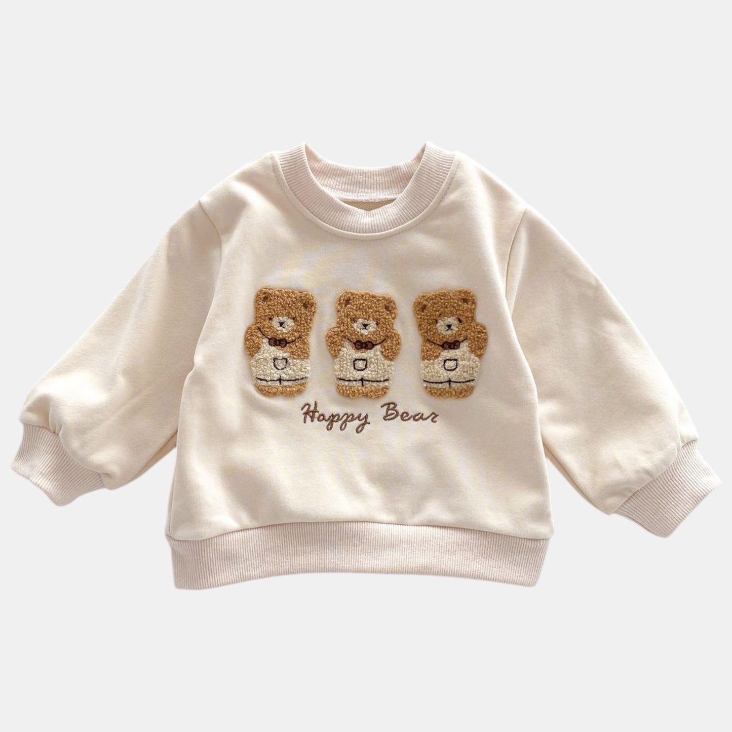 Happy Bear Cotton Lounge Set, Cream (3m-3yrs)