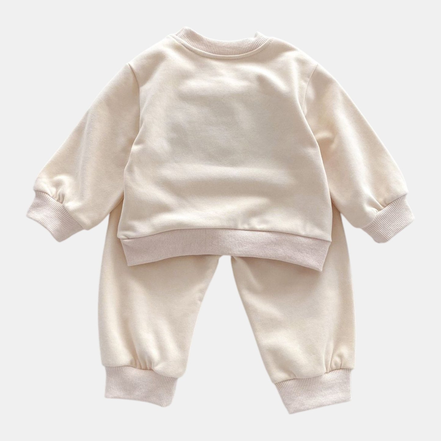 Happy Bear Cotton Lounge Set, Cream (3m-3yrs)