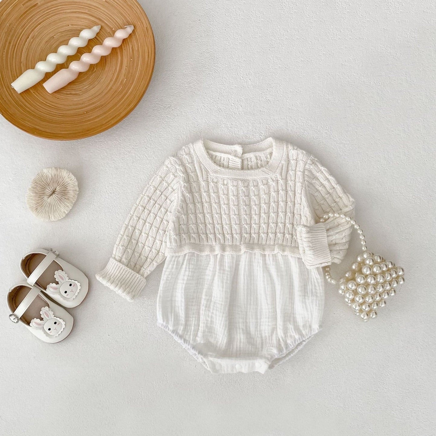 Ingrid Gauze Knit Romper - Milk White (3m-24m)