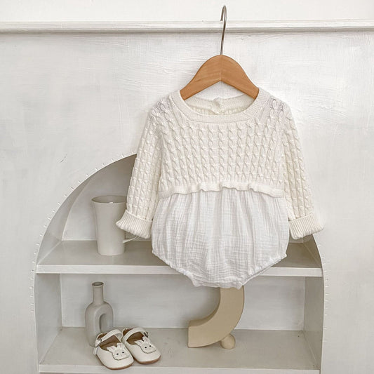 Ingrid Gauze Knit Romper - Milk White (3m-24m)