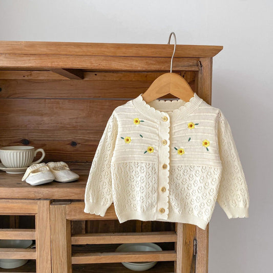 Junie Pointelle Cotton Knit Cardigan (3m-3yrs)