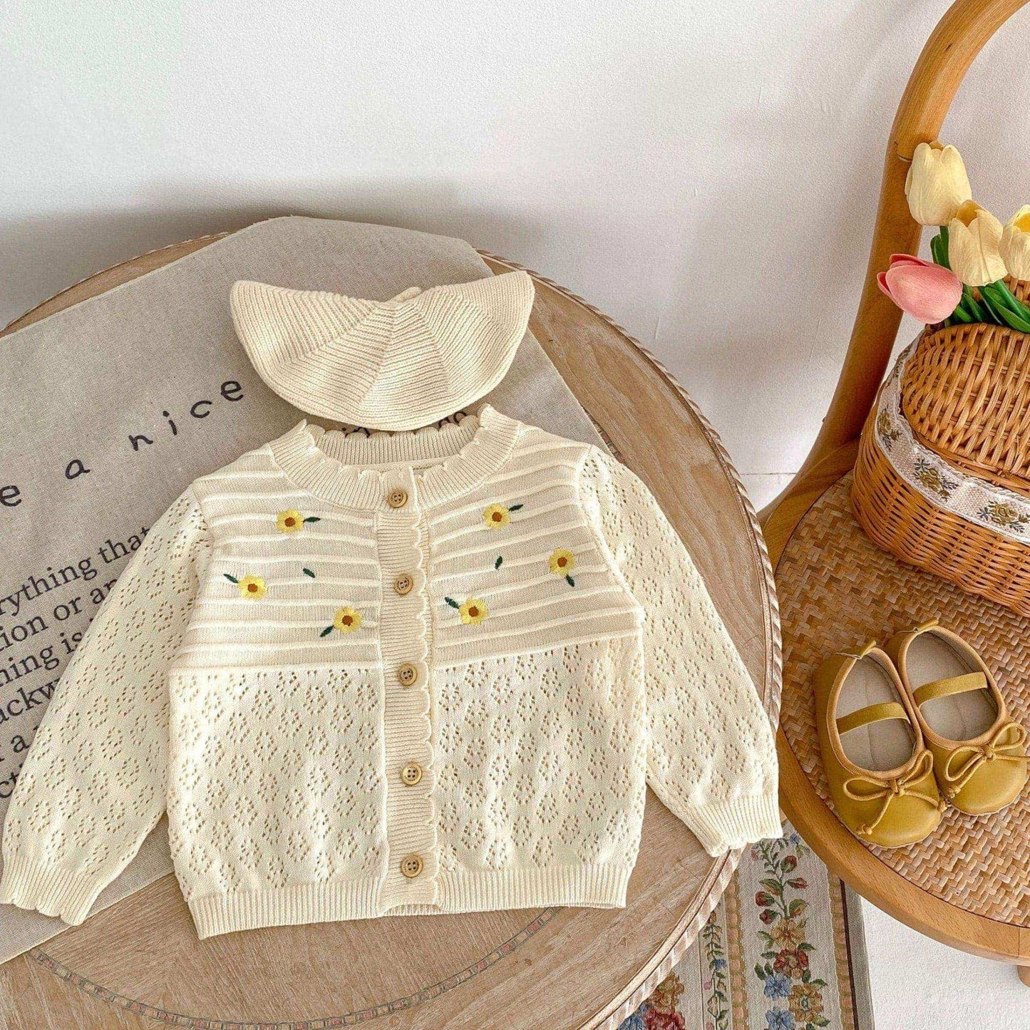 Junie Pointelle Cotton Knit Cardigan (3m-3yrs)