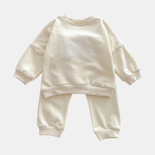 Keep Going Cotton Lounge Set, Cream (3m-3yrs)