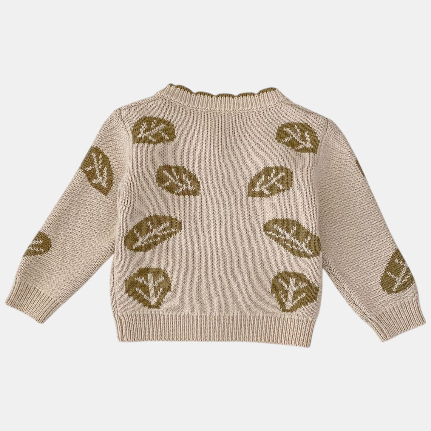 Leaf Jacquard Cotton Knit Cardigan (3m-3yrs)