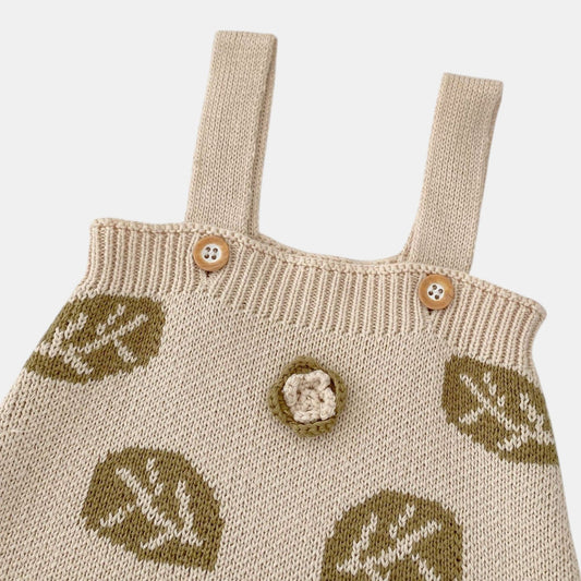 Leaf Jacquard Cotton Knit Romper (3m-3yrs)