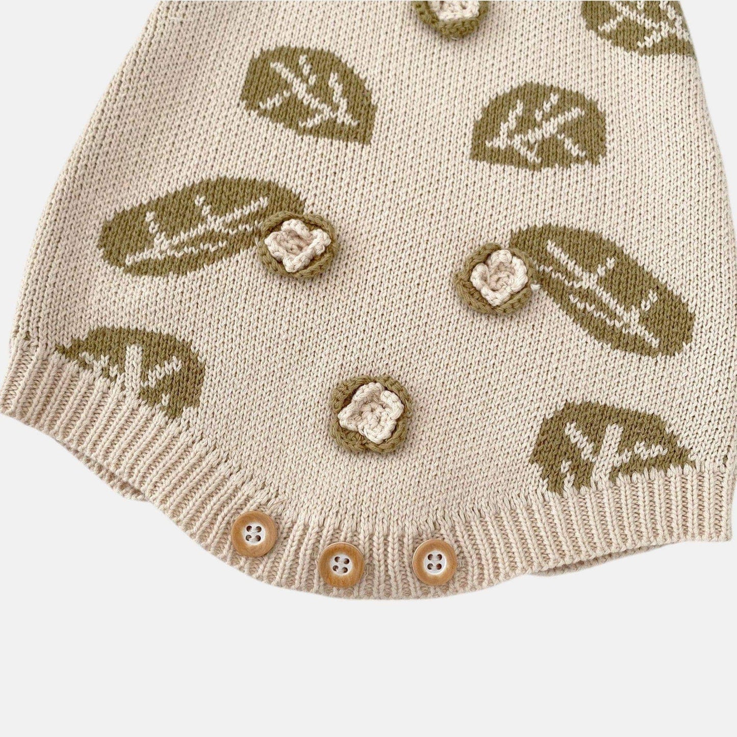 Leaf Jacquard Cotton Knit Romper (3m-3yrs)