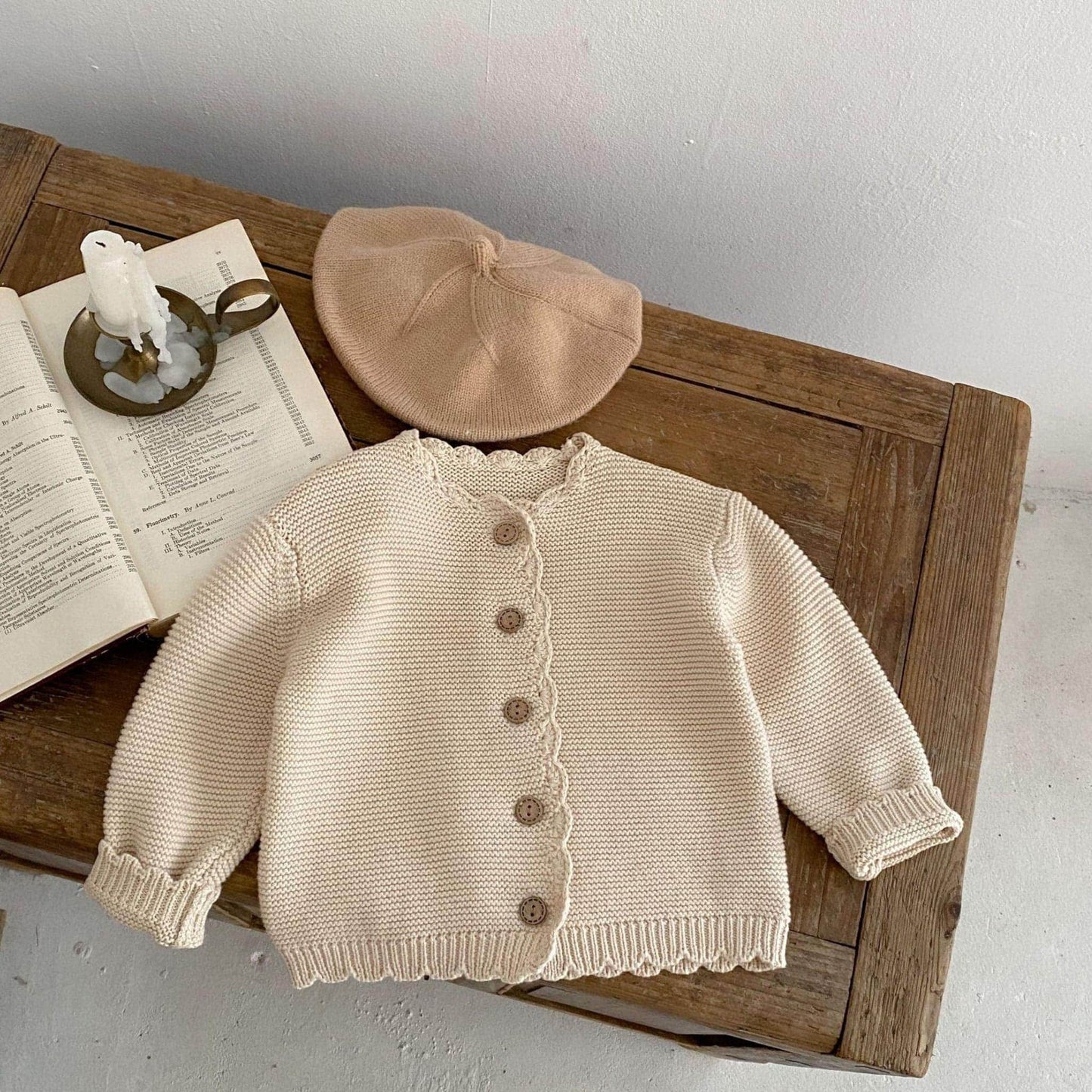 Leni Scallop Knit Cardigan - Beige (3m-3yrs)