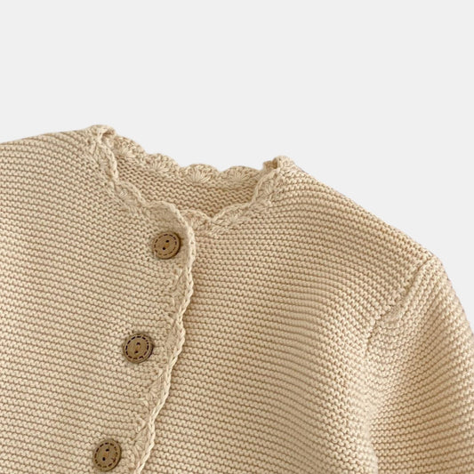 Leni Scallop Knit Cardigan - Beige (3m-3yrs)