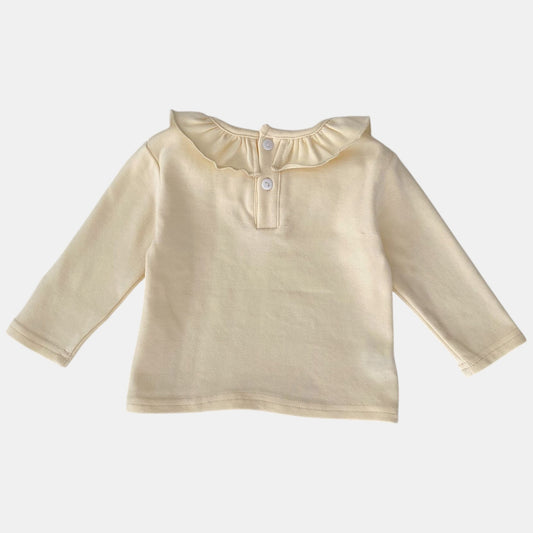 Lotus Ruffle Vanilla Cotton Top (3m-3yrs)