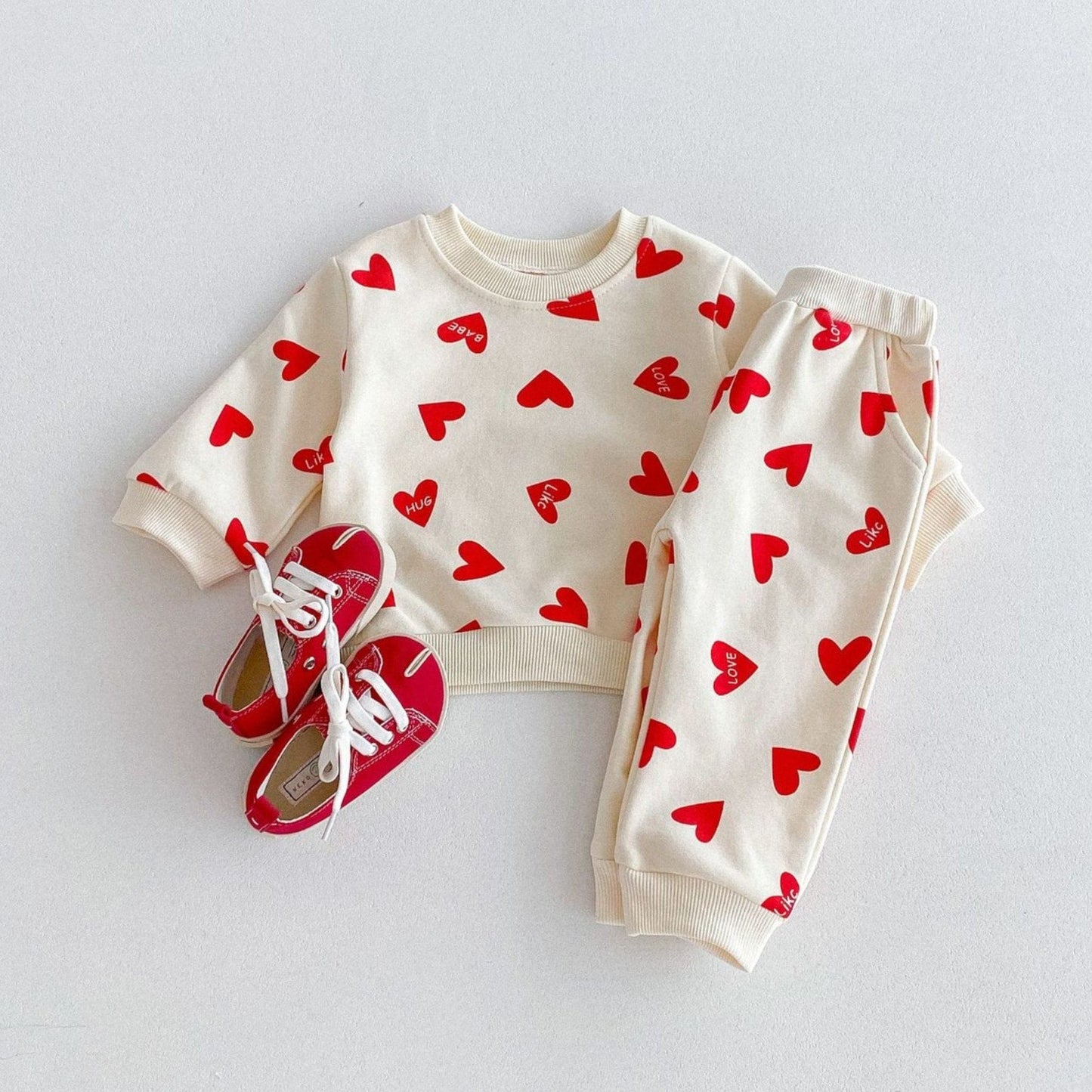 Loving Hearts Cotton Lounge Set (6m-4yrs)