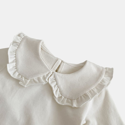 Luna Ruffle Cotton Top, Ivory (3m-3yrs)