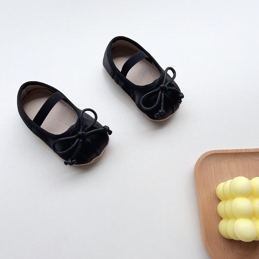 Luxe Bow Baby Shoes, Black (11-13cm)