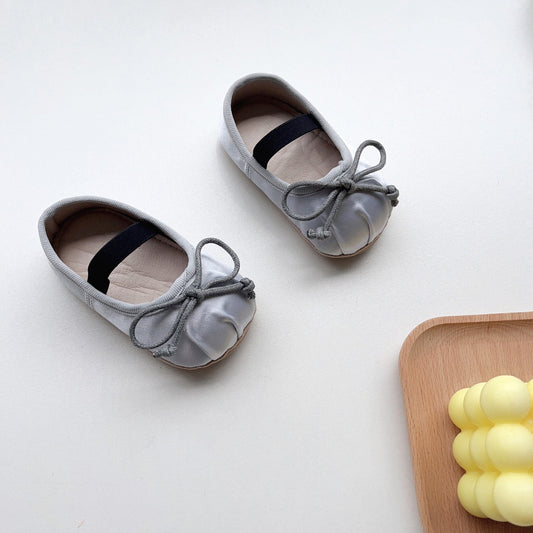 Luxe Bow Baby Shoes, Silver (11-13cm)
