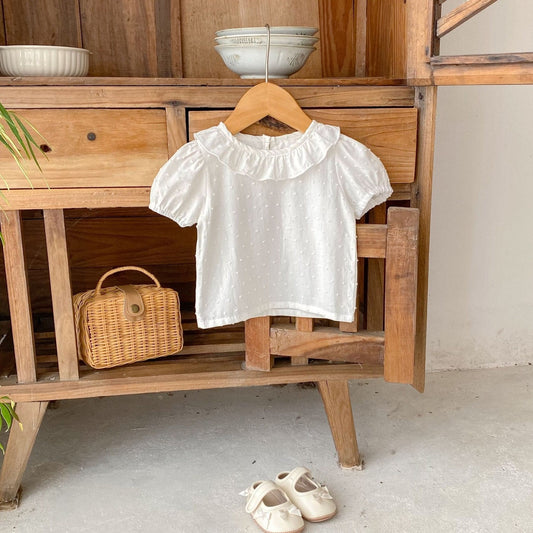 Mina Plumeti Cotton Top - White (3m-3yrs)