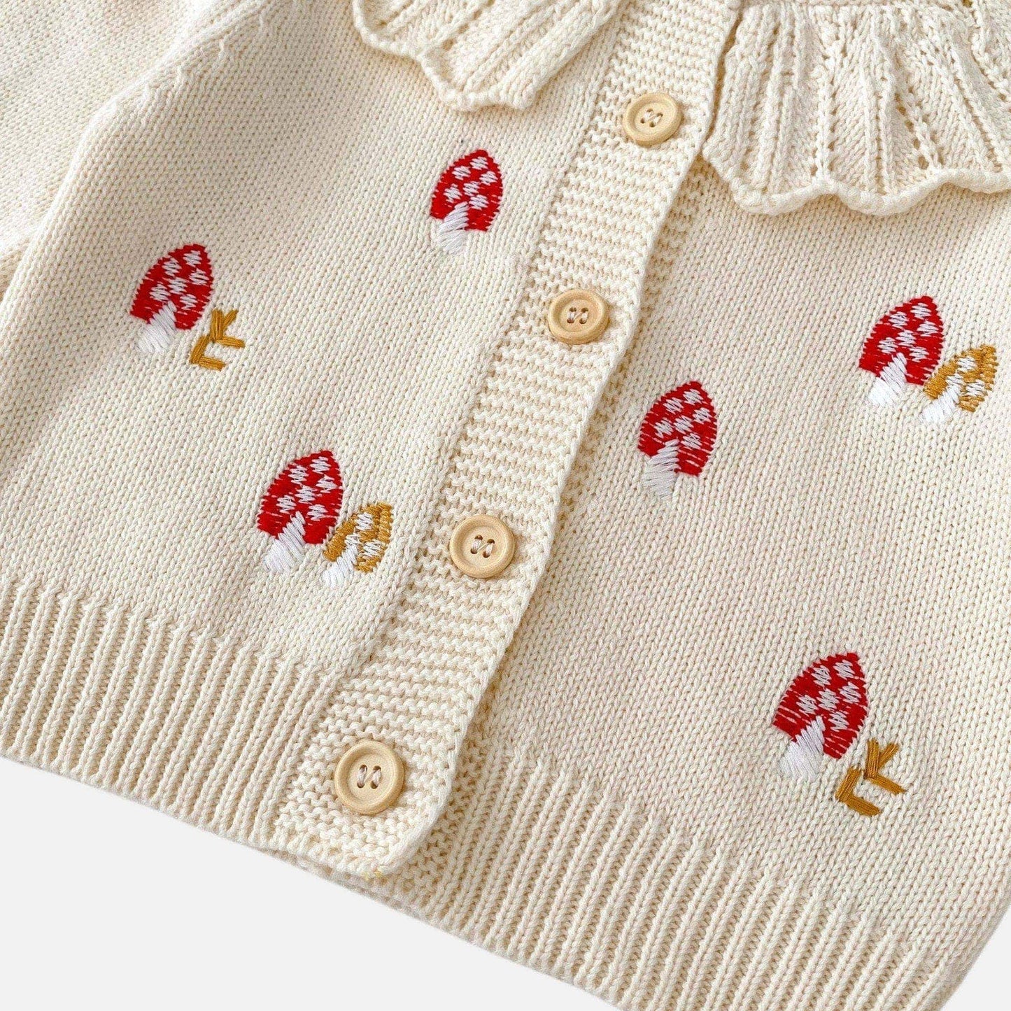 Mushroom Fable Cotton Knit Cardigan (3m-3yrs)