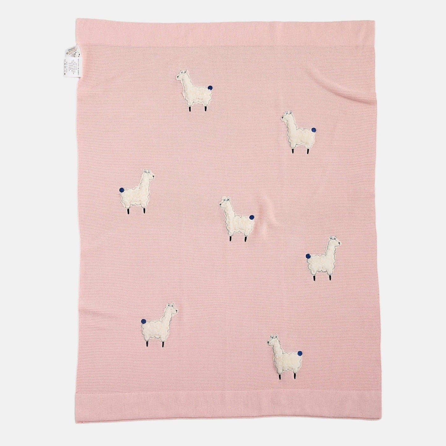 OEKO-TEX® Alpaca Knitted Cotton Blanket, Ballet Pink - Flat Lay - Bambisserie