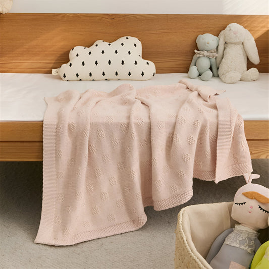 OEKO-TEX® Blush Plaid Knitted Cotton Blanket - Front View - Bambisserie