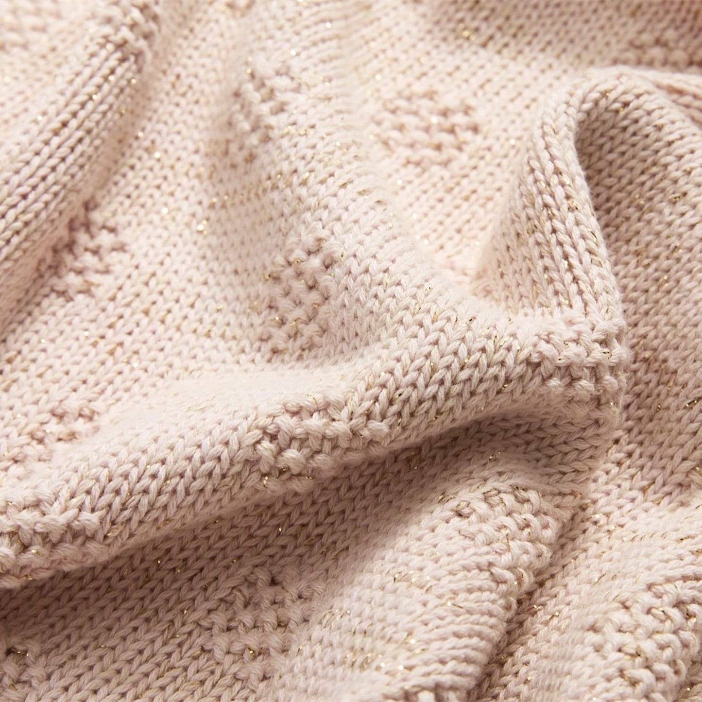 OEKO-TEX® Blush Plaid Knitted Cotton Blanket - Fabric Detail - Bambisserie