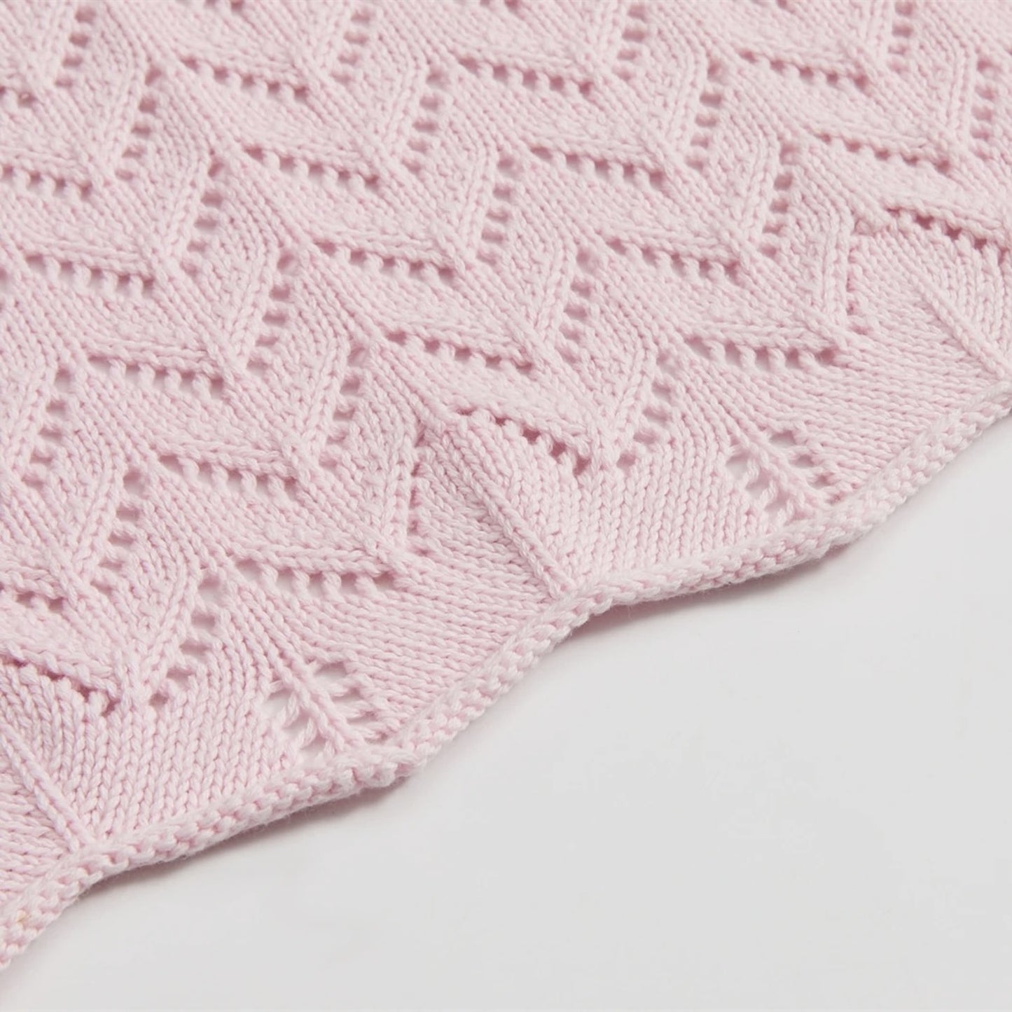 OEKO-TEX® Pink Chevron Knitted Cotton Blanket - Edge Detail - Bambisserie