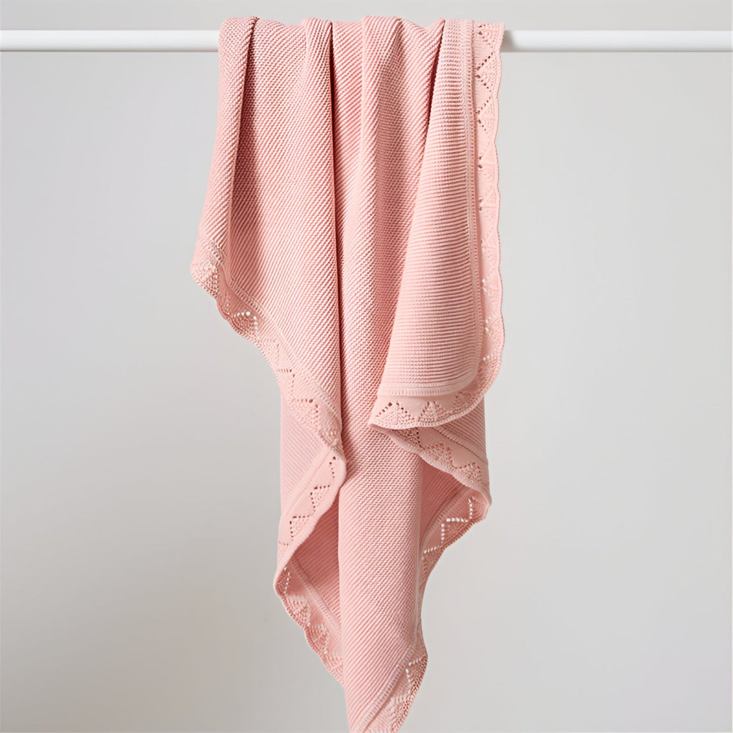 OEKO-TEX® Lullaby Knitted Cotton Blanket, Blossom - Draped on pole - Bambisserie