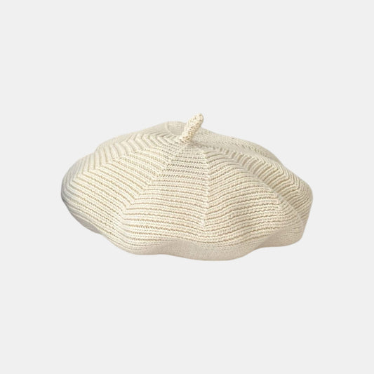 Petit Painter Cotton Knit Beret, Cream (3m-3yrs)