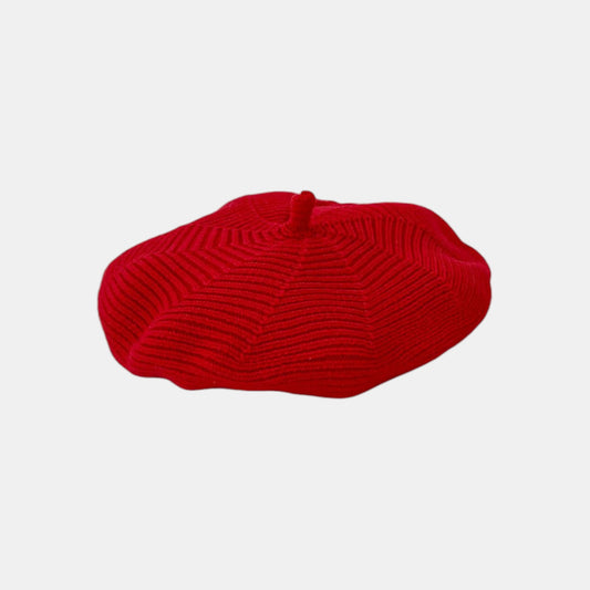 Petit Painter Cotton Knit Beret, Red (3m-3yrs)