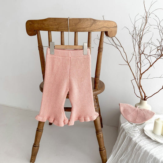 Pink Cotton Knit Flare Trousers (3m-3yrs)