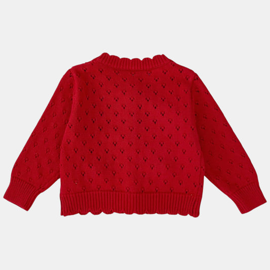 Poppy Heart Cotton Knit Cardigan (3m-3yrs)