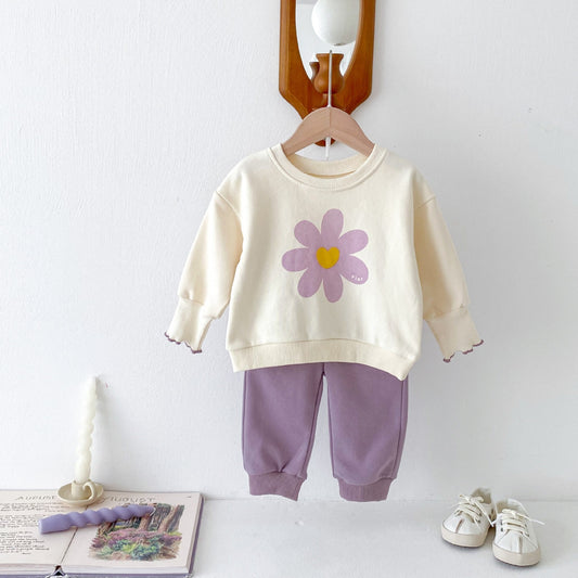Purple Bloom Cotton Lounge Set (6m-4yrs)