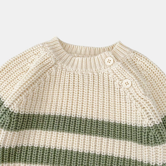 Rene Stripe Knit Set - Cream/Sage (6m-3yrs)