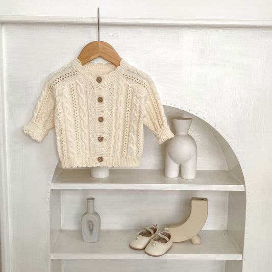 Riley Cable Knit Cardigan - Cream (6m-3yrs)