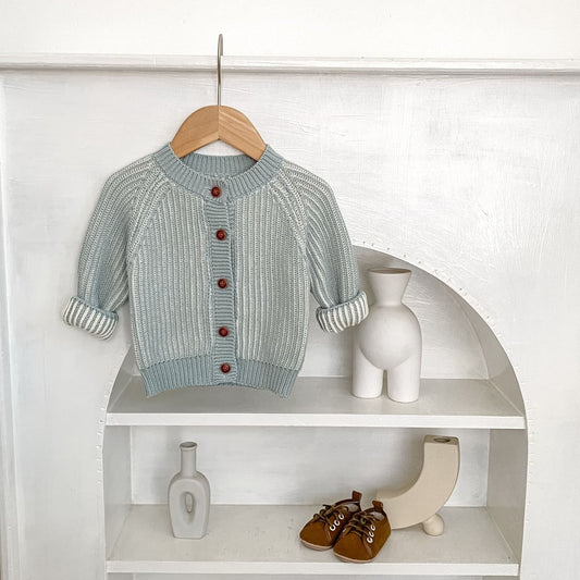 River Rib Knit Cardigan - Dusty Blue (3m-3yrs)